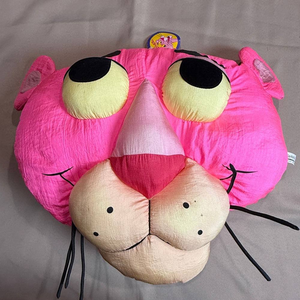 Play-By-Play Pink Panther Play Faces Plush Pillow OS Pink 1994 Vintage NWT